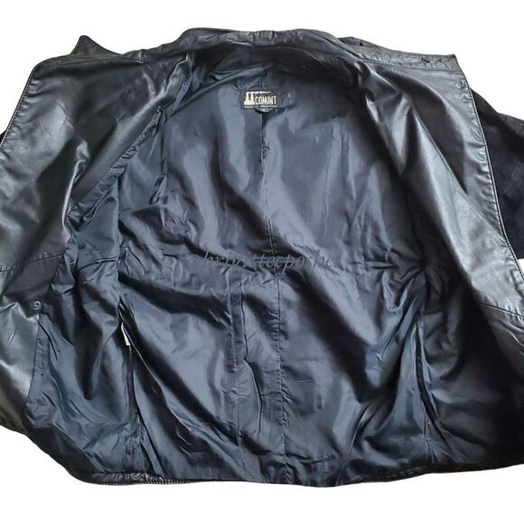 Vintage Comint Black Snap Suede Leather Coat Jacket Size Small - Picture 9 of 10
